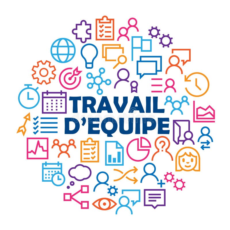 Travail D`equipe Concept With Relevant Icons Stock Vector