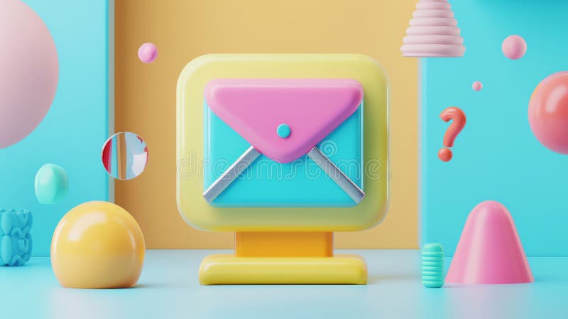 5 Colorful illustration of a 3D model of a mail icon royalty free illustration