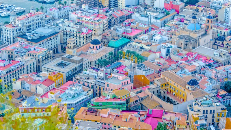 Alicante City View Colorful Illustration Editorial Stock Image Image