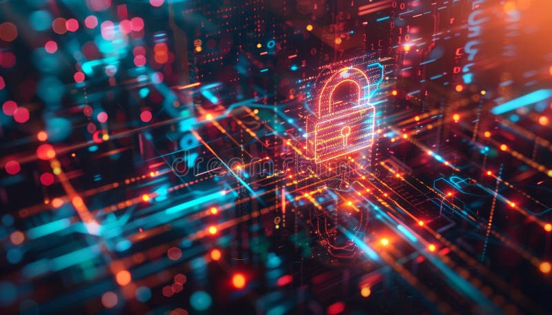 A colorful image of a lock with a key in the middle by image royalty free stock photography.