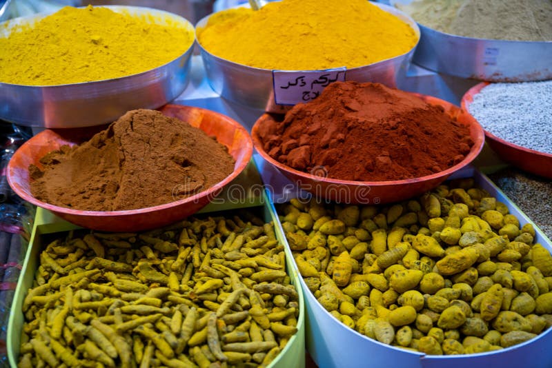 Colorful Indian Spices in Doha Market Qatar Stock Photo Image of