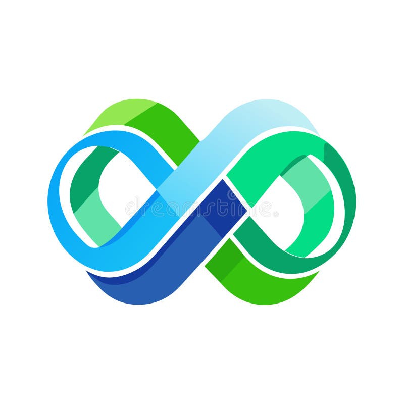 Colorful infinity loop symbol representing continuity flow and endless possibilities a vibrant featuring interwoven green blue ilustração stock