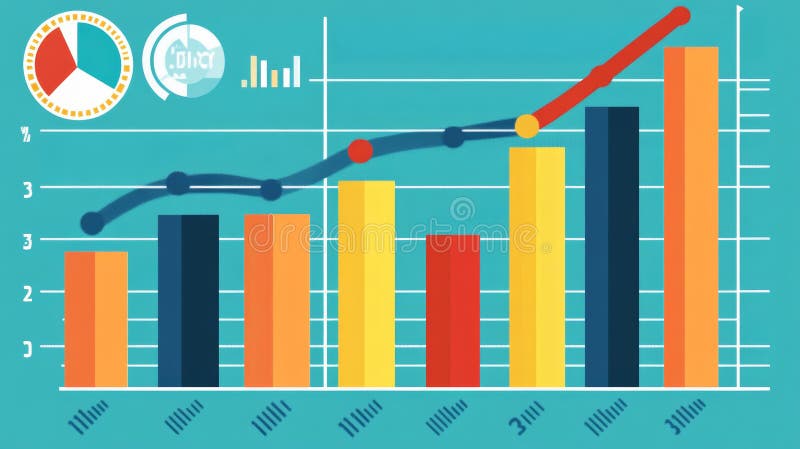 Colorful infographic showing statistical data through various bar and line graphs for visual analysis ,Generative AI