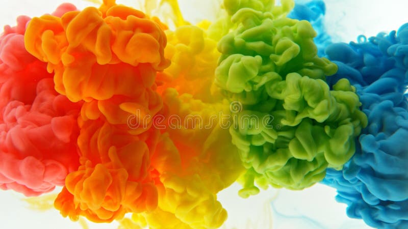 Colorful Inks Mixing in Water, Isolated on White Background royalty free illustration