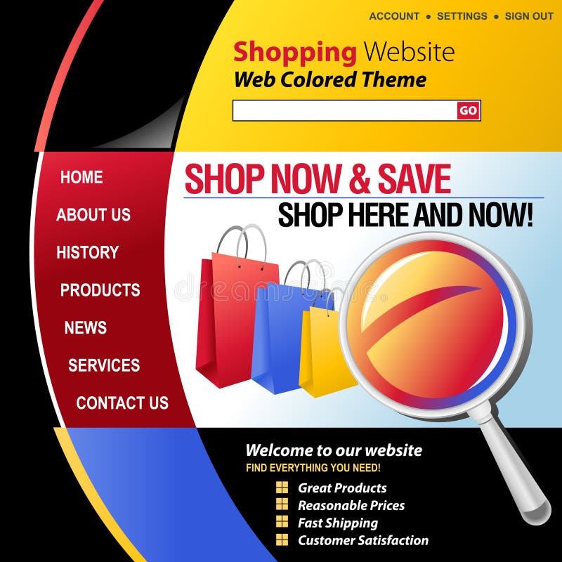 Colorful Internet Web Shopping Template vector illustration