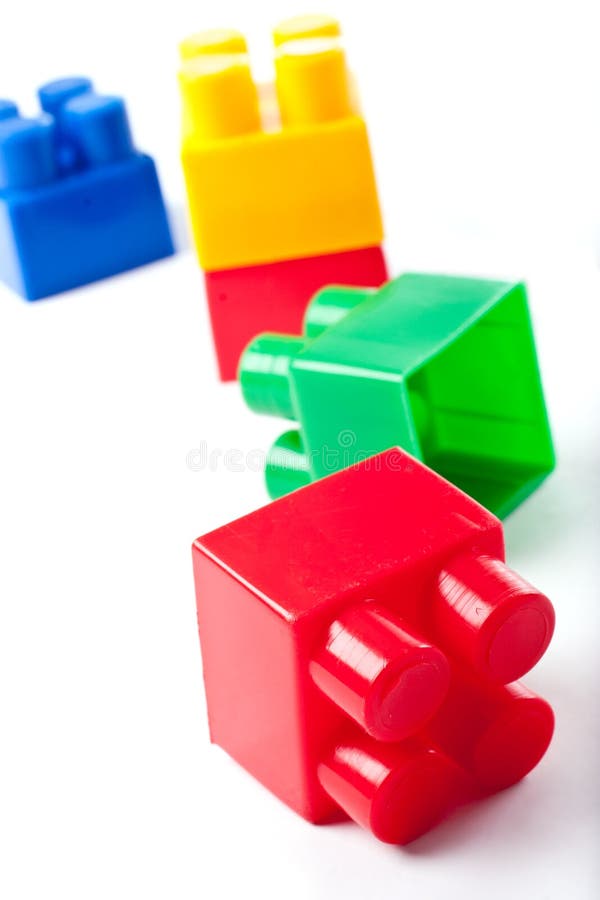 Colorful isolated building blocks toy stock photo