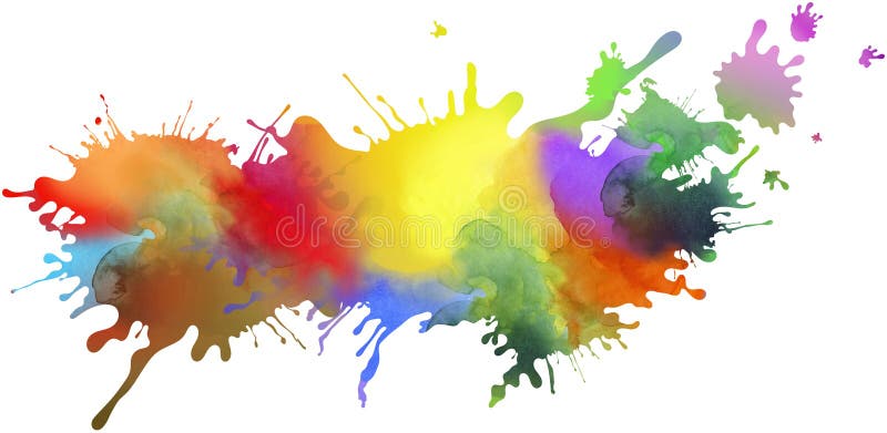 Colorful isolated paint pattern and splatter background with paint runs