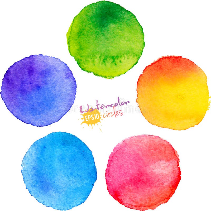 Colorful isolated watercolor paint circles