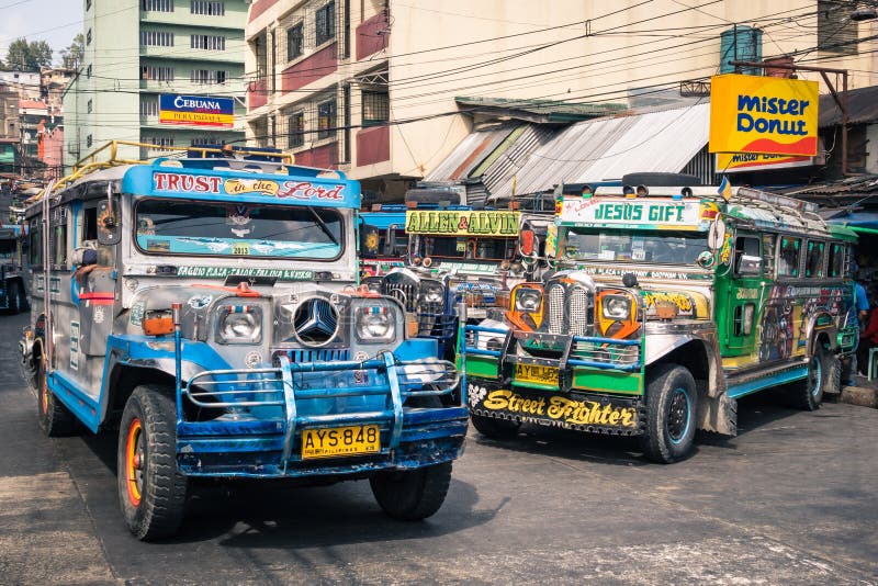 Colorful jeepneys at the bus station of Baguio Philippines