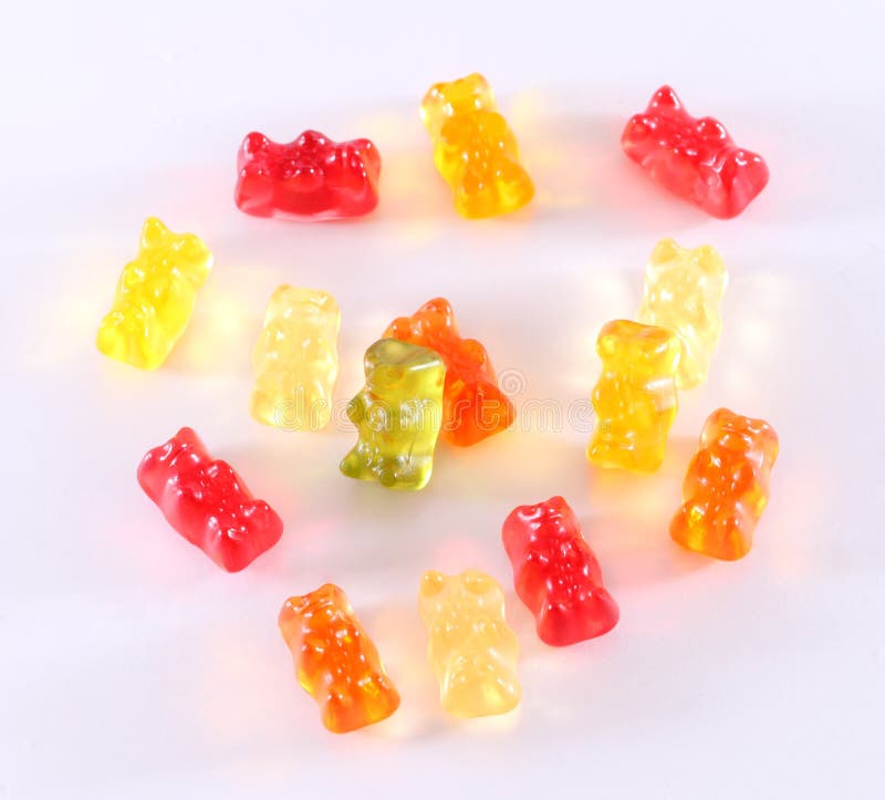Colorful jelly bears food . gummy bears on a white background. stock image Colorful jelly bears food . gummy bears on a white background. stock image