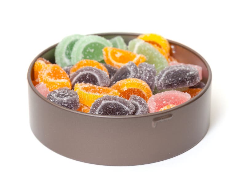 Colorful Jelly and Chocolate Candies in Tin Cans Stock Image Image of