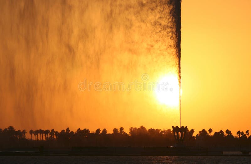 Colorful jet of water