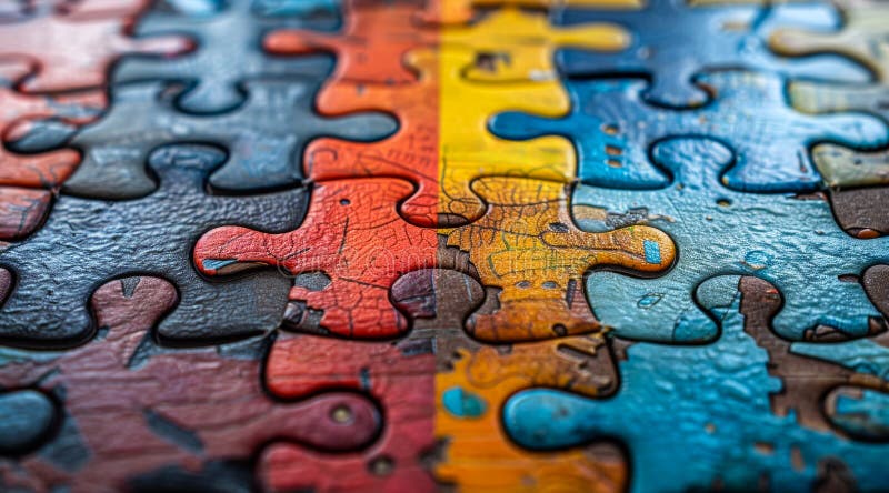 Un puzzle colorat cu o piesă albastră lipsă stock photography