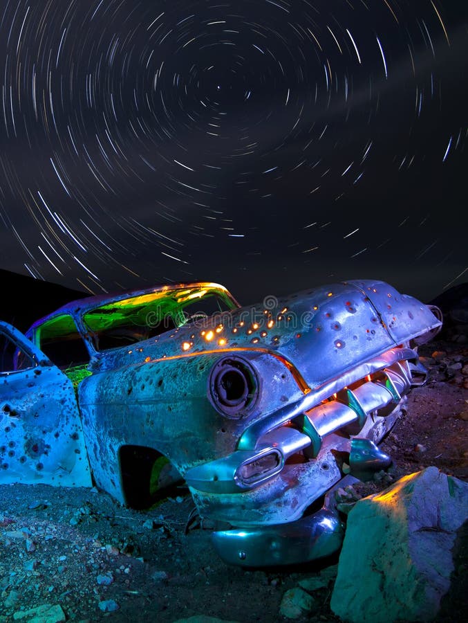 Colorful Junker Car Star Trails