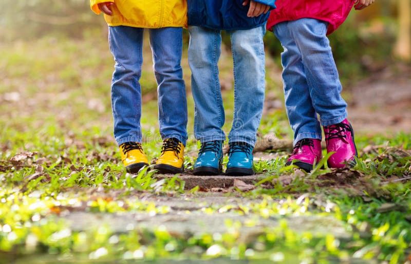 Colorful Kids Shoes. Children Play Outdoor Stock Image - Image of jacket,  girl: 232387977