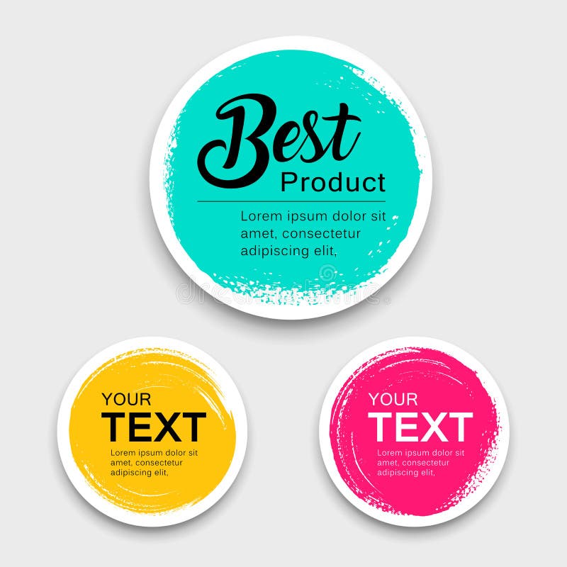 Colorful label paper circle brush stroke style collections