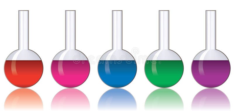 Colorful laboratory glassware royalty free illustration