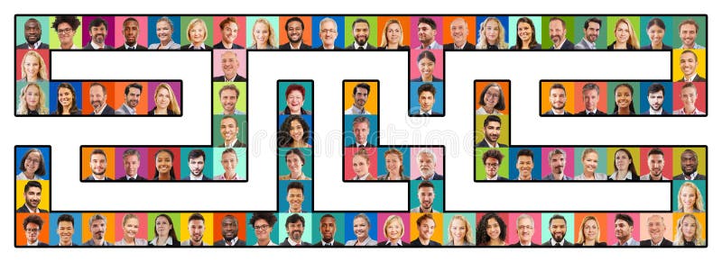 Colorful labyrinth panorama of business people as office concept royalty free stock images