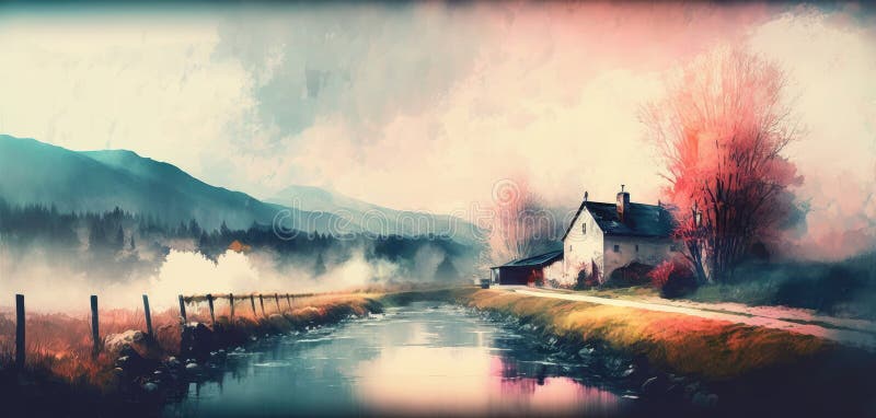 A Colorful Landscape in Watercolor