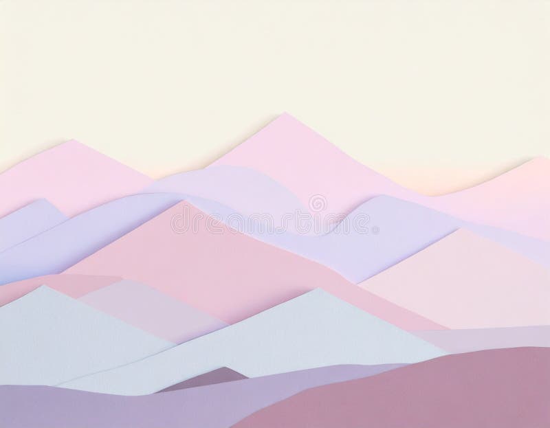 A Colorful Landscape, Layered Paper Style. Stock Illustration
