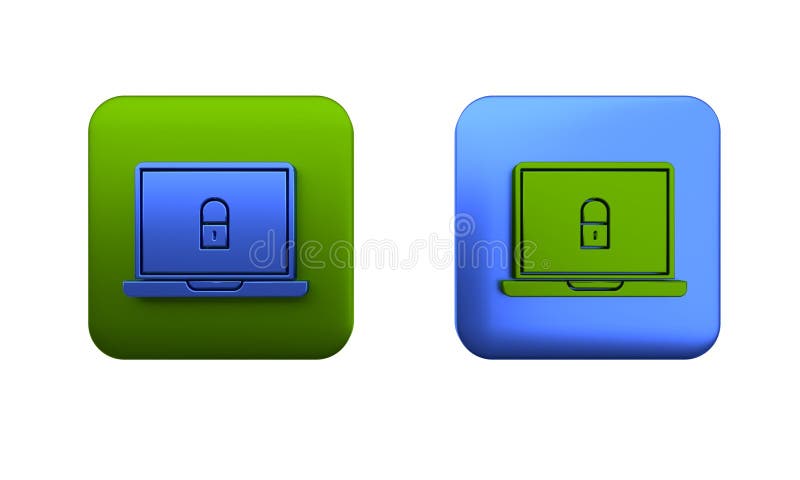 Colorful Laptop and lock icon isolated on white background. Computer and padlock. Security, safety, protection concept royalty free illustration