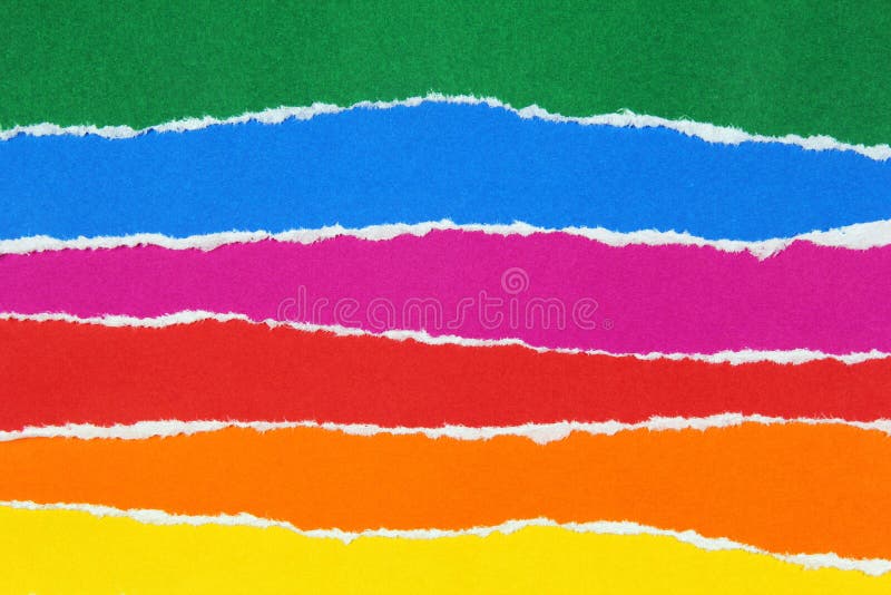 Colorful layers of torn paper stock photo