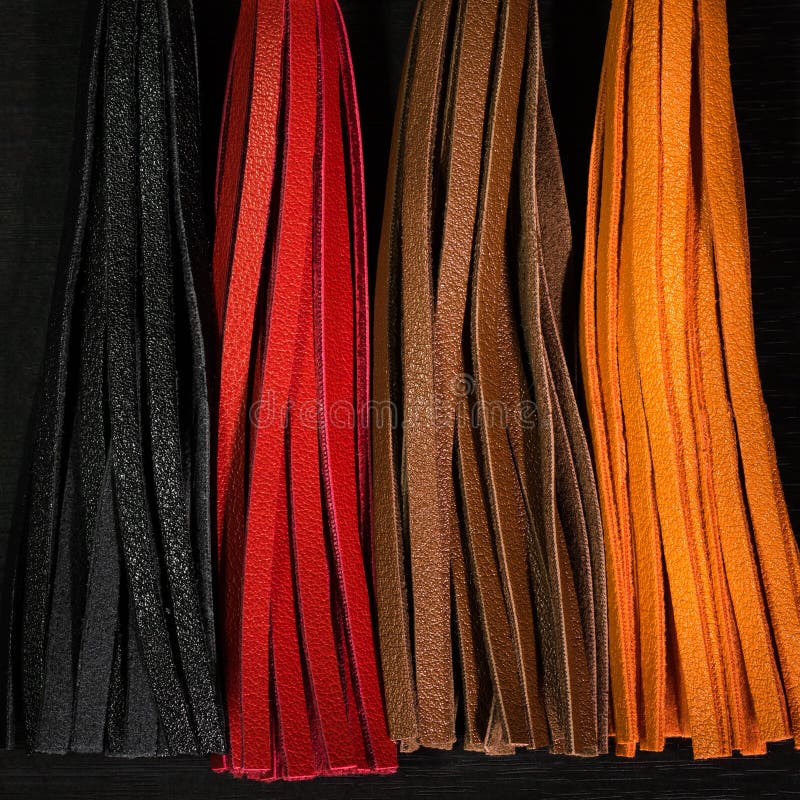 Colorful of leather bunch on dark background. Abstract animal skin for decoration royalty free stock photography