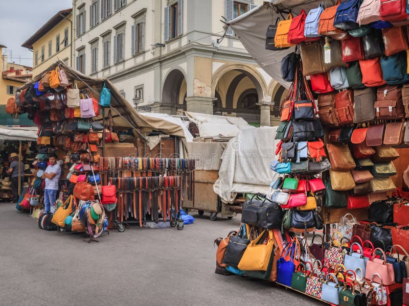 Florence Italy Many Leather Purse Bags Colorful Vibrant Colors Hanging On  Display In Shopping Street Market In Firenze In Tuscany Stock Photo -  Download Image Now - iStock