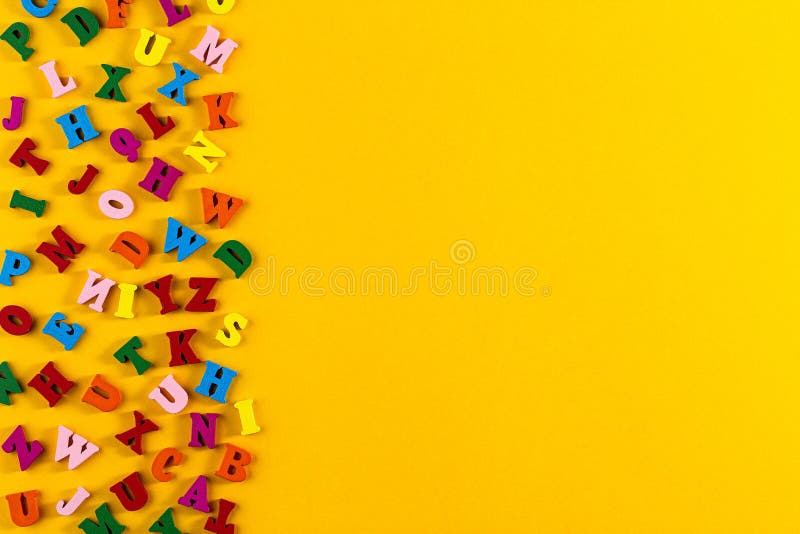 Colorful Letters of the English Alphabet on a Yellow Background Stock Photo  - Image of green, design: 179012090