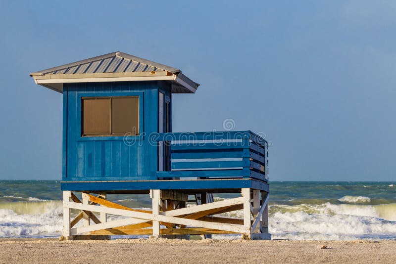 Colorful lifeguard house on beautiful Venice Beach, Florida-2-Edit royalty free stock image