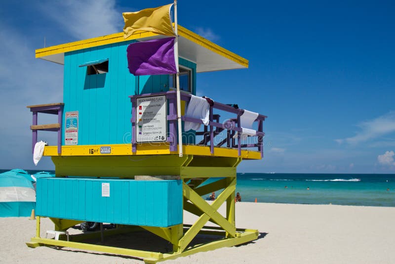 Colorful Lifeguard Tower in South Beach, Miami Beach