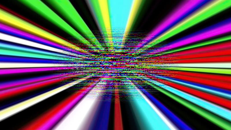 Colorful light rays and pixels.