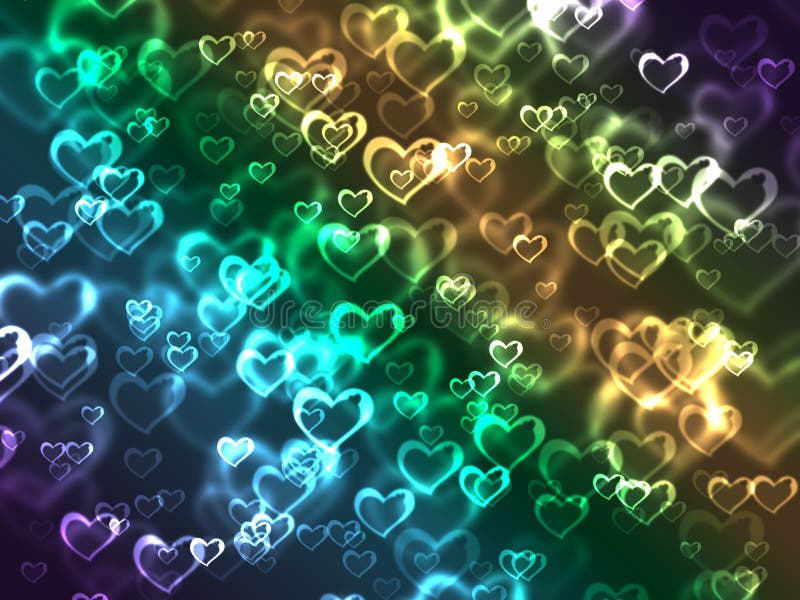 Colorful lighted hearts vector illustration Colorful lighted hearts vector illustration