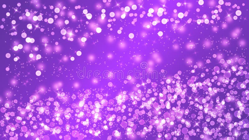 Colorful Lights, Bokeh and Glittering Sparkles in Purple Background royalty free stock image