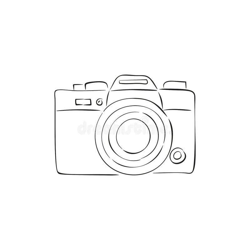 Camera Top View. Modern Camera. Camera and Lens Sketch. Hand-drawn Image  Stock Vector - Illustration of photographer, background: 241924014