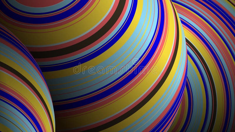 Colorful lines make up a three-dimensional sphere, abstract background stock illustration