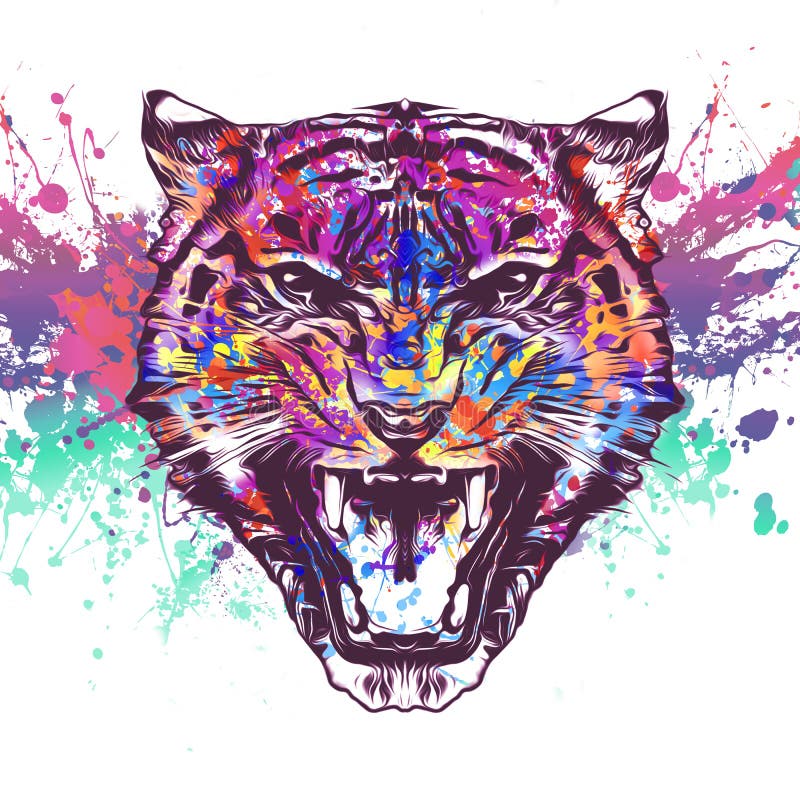 Colorful Lion Face in Abstract Style Stock Illustration - Illustration ...
