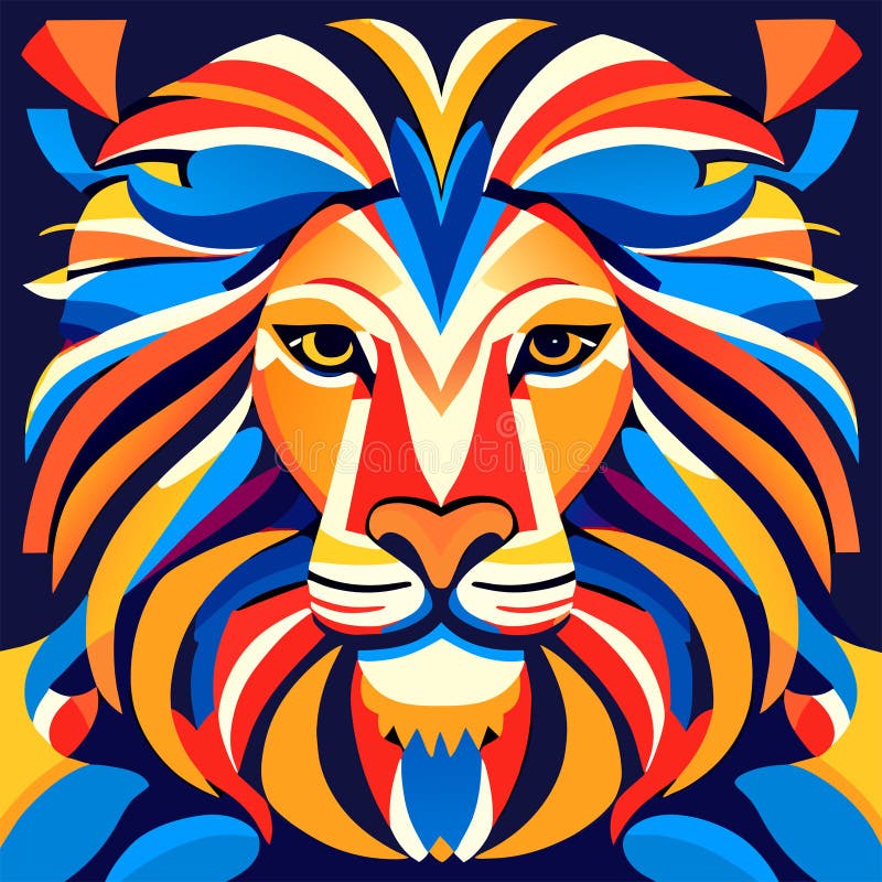 Lion And Symmetric Tribals Stock Photo, Picture and Royalty Free Image.  Image 14096850.