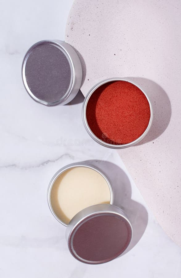 Colorful Lip Balms in Round Tin Cases with Shadow Overlay, Mockup