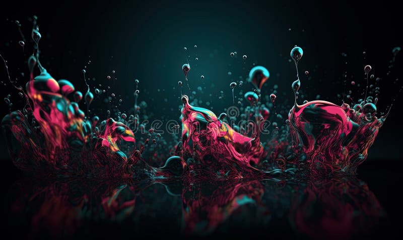 A colorful liquid splashing on top of a black surface vector illustration