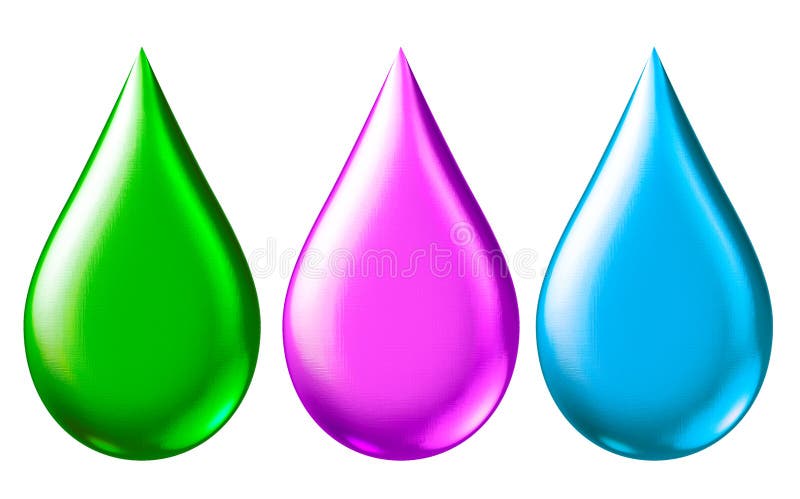 Colorful liquid water drop on white background royalty free illustration