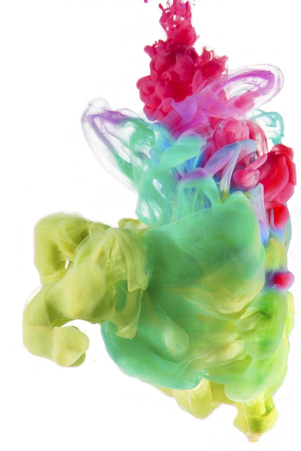 Colorful liquids underwater. Yellow, green and red color composition royalty free stock photography Colorful liquids underwater. Yellow, green and red color composition royalty free stock photography