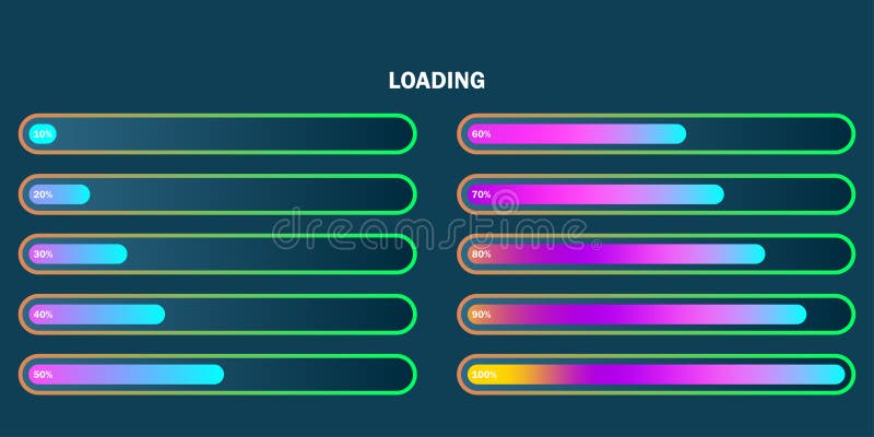 Colorful loading bar set. Modern web element collection. Vector illustration. Eps 10. stock illustration