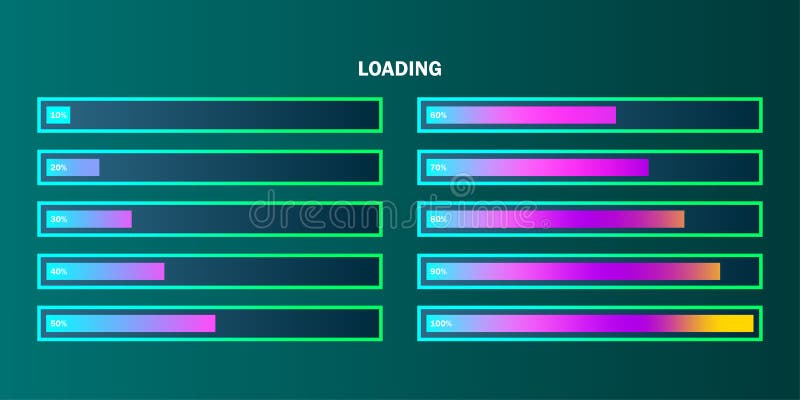 Colorful loading bar set. Modern web element collection. Vector illustration. Eps 10. stock illustration