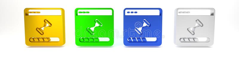 Colorful Loading a data window with a progress bar icon isolated on white background. Minimalism concept. 3D render royalty free illustration
