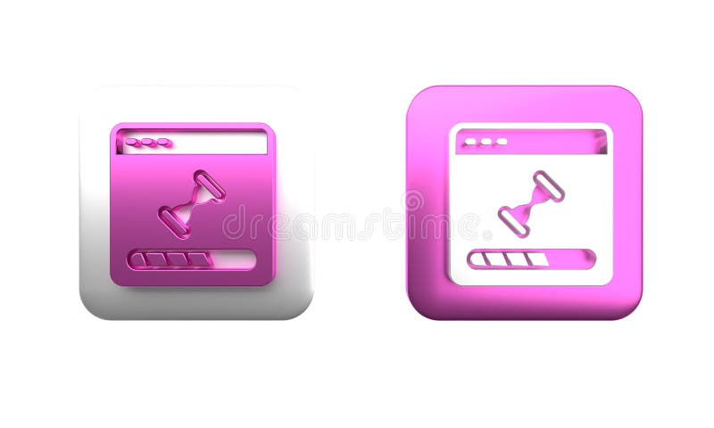 Colorful Loading a data window with a progress bar icon isolated on white background. Square button. 3D render royalty free illustration