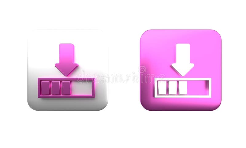 Colorful Loading icon isolated on white background. Download in progress. Progress bar icon. Square button. 3D render stock illustration