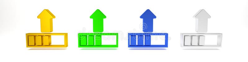 Colorful Loading icon isolated on white background. Upload in progress. Progress bar icon. Minimalism concept. 3D render royalty free illustration