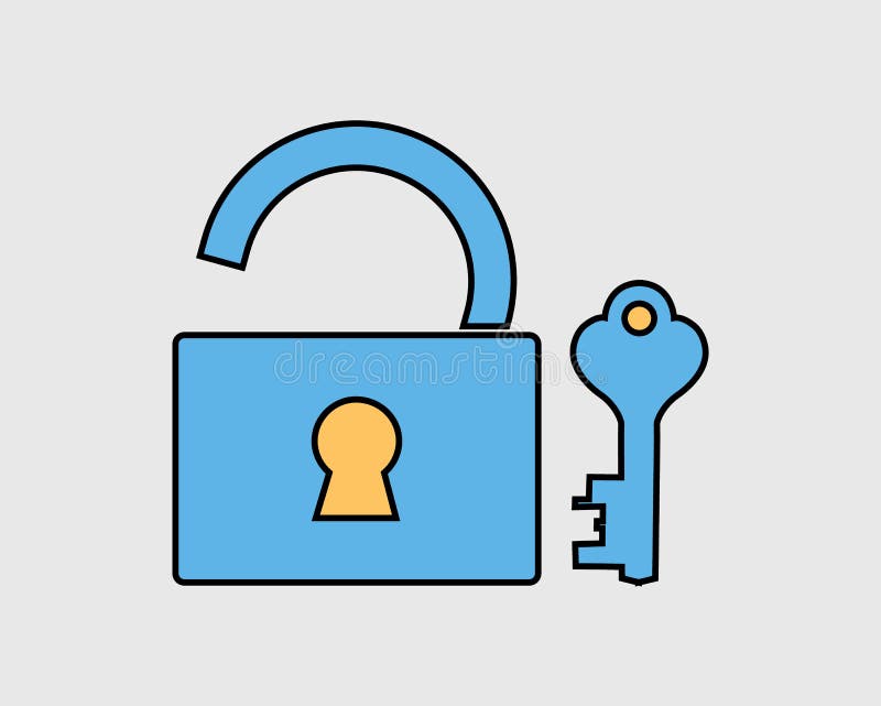 Colorful Lock and Key Icon royalty free illustration