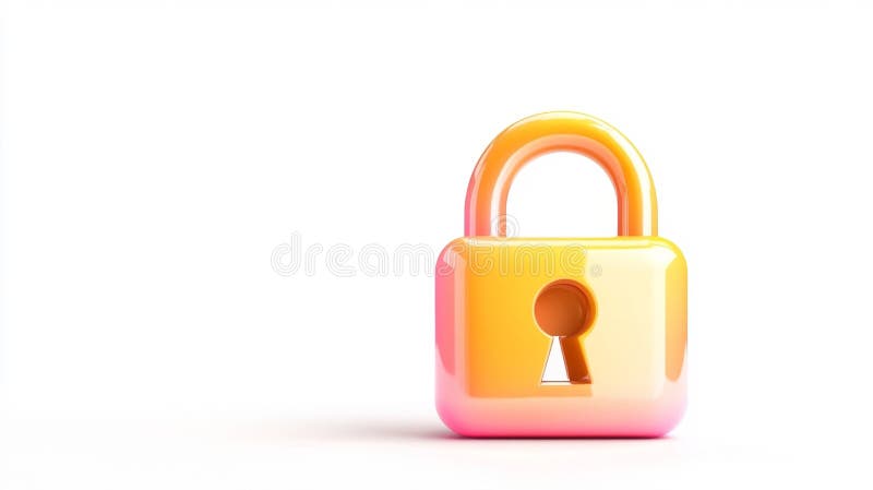 Colorful Lock on White Background with Isolated Object stock illustration